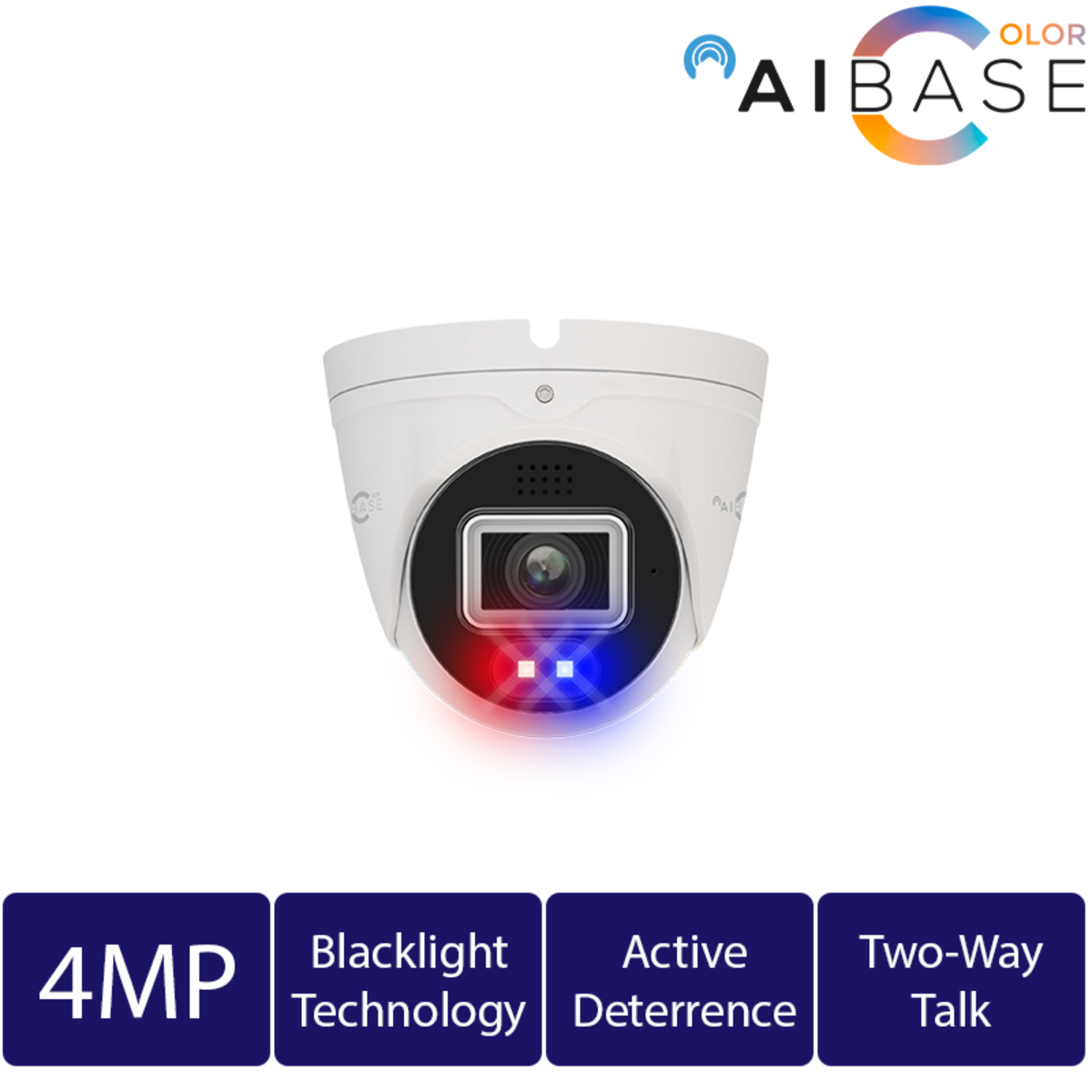 4MP AI Black Light Active Deterrence IP Turret (CAM-IP3174-PV-28-AI)