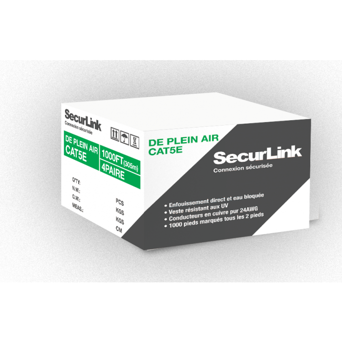 SECURLINK CAT5E OUTDOOD DIRECT BURIAL CBL-CAT5-D1000 BLACK